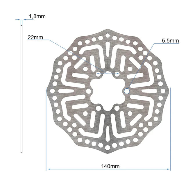 Disk kočioni EWD004 za Kukirin G2 Pro – 140 mm – 6 rupa